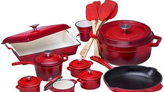 Bruntmor 21 Piece Enameled Cast Iron Cookware Set, Fire...