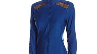 X By Gottex Women's Diamond Mesh Full Zip Jacket, Dark...