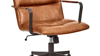 Rivet Mid-Century Leather Three-Panel Chair on Wheels, 25....