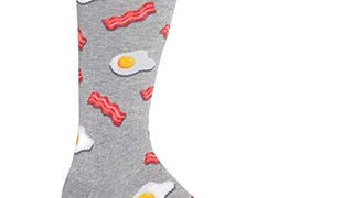 Hot Sox Mens Eggs and Bacon Socks, Sweatshirt Grey Heather,...