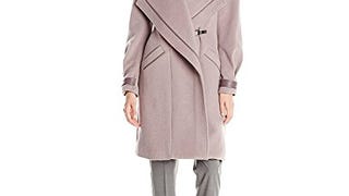 Badgley Mischka Women's Manila Wool Coat with Leather Trim,...