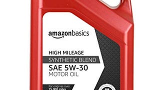 Amazon Basics High Mileage Motor Oil - Synthetic Blend...