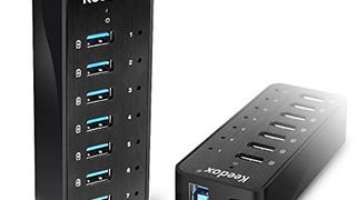 Powered USB Hub, Keedox USB 3.0 Hub Powered 7-Port with...