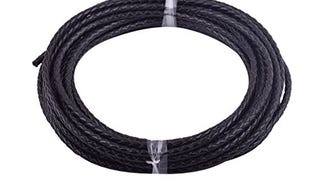 KONMAY 5 Yards 3.0mm Round Black Geneuine Braided Leather...