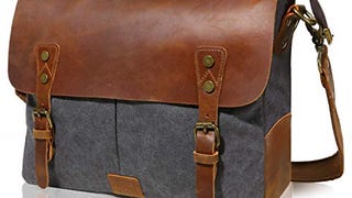 Lifewit Leather Vintage Canvas Laptop Bag, 13"(L) x10.5(...