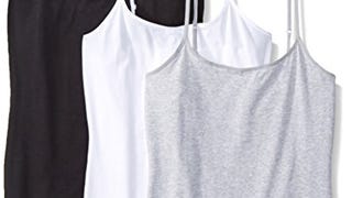 Saint Eve Women's 3 Pack Cotton Cami Tank, Black/White/...