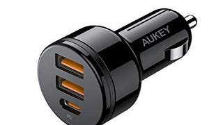 USB C Car Charger, AUKEY 36W 3-Port Fast Car Charger with...