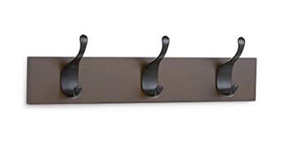 Amazon Basics Wall Mounted Modern Coat Rack, 3 Hooks, Set...