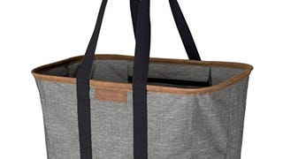 CleverMade Collapsible LUXE Tote, Heather Gray/Black - 30L...