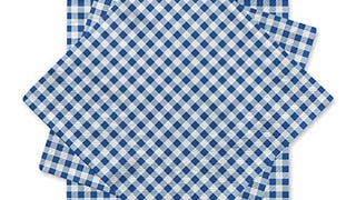 Gatherfun Disposable Paper Napkins Blue and White Gingham...