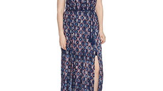 Lucky Brand Women's Plus Size Printed Maxi Dress, Blue/...