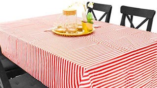 JInSEY 3 Pack Red White Stripe Print Tablecloths 54" x...