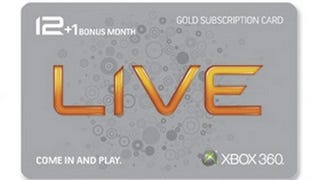 Xbox 360 Live 12 Month Gold Card plus 1 Month