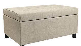 Decent Home Rectangular Tufted Storage Ottoman Bench Lift...