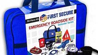 First Secure - 90 Piece Car Emergency Roadside & First...