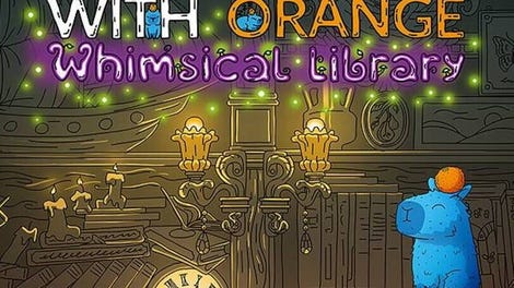 Hidden Capybaras with Orange in the Whimsical Library