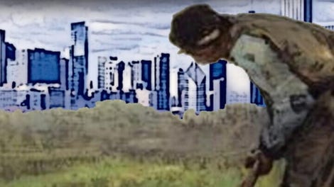 Man in a Suit in a Building in a City
