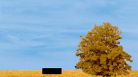 This is a Black Parallelepipedon in a Yellow Field