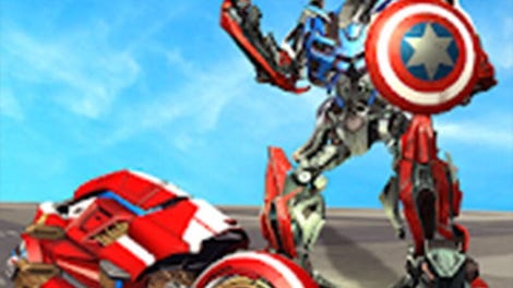 Captain of America Moto Robot Transform Dino Wars