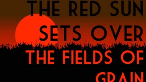 The Red Sun Sets Over the Fields of Grain