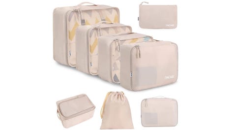 BAGAIL 8 Set Packing Cubes Luggage Packing Organizers for Travel Accessories-Cream