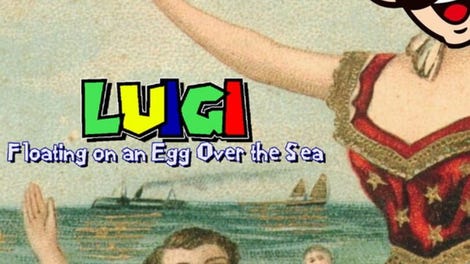 Luigi Floating on an Egg Over the Sea