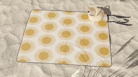 Golden Sun Pattern Picnic Blanket