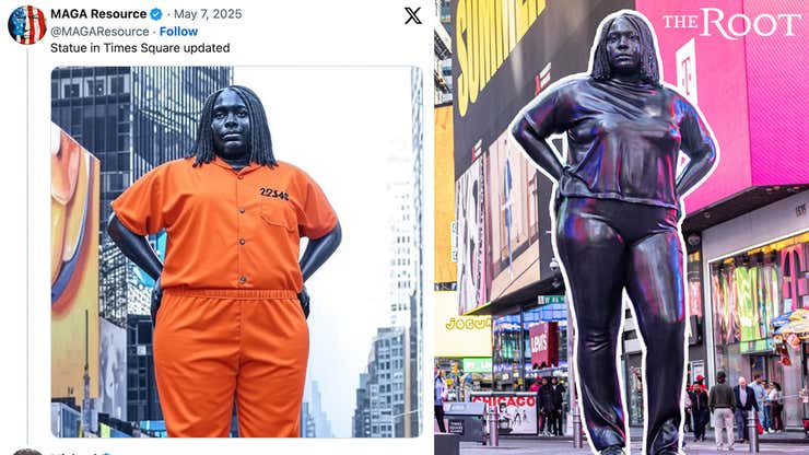 Image for MAGA Loses It Over Powerful Statue of a Black Woman in Times Square