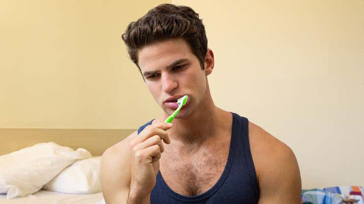 Image for Study Finds Majority Of Americans No Longer Have Energy To Stand While Brushing Teeth