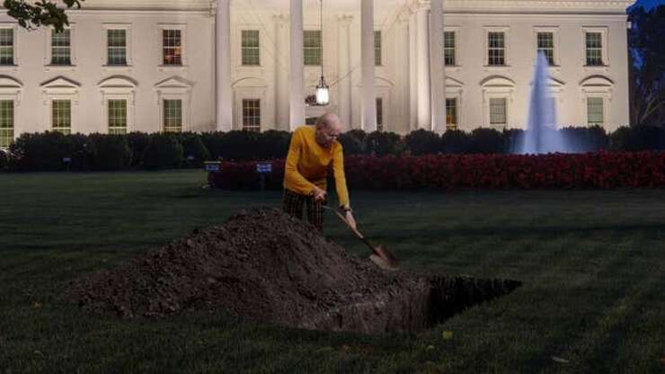 Image for Secret Service Finds Biden Attempting To Dig Own Grave On White House Lawn