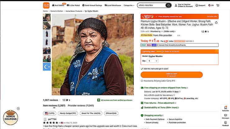 Image for Temu Selling Uyghur Muslim For $1.49