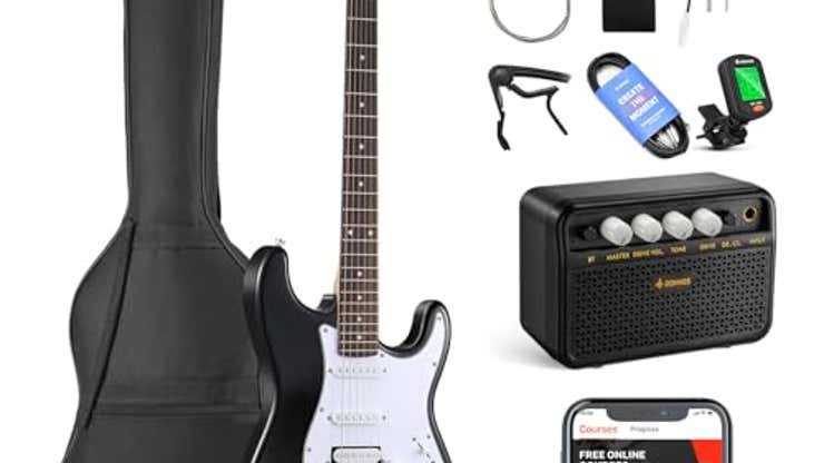 Image for Don't Compromise On Quality With The Donner DST-100B Starter Electric Guitar Kit, 24% Off