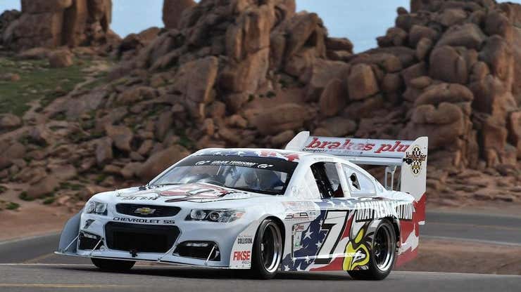 Image for This 1,000 HP Turbocharged NASCAR Pikes Peak Winner Is Old School Cheap Speed