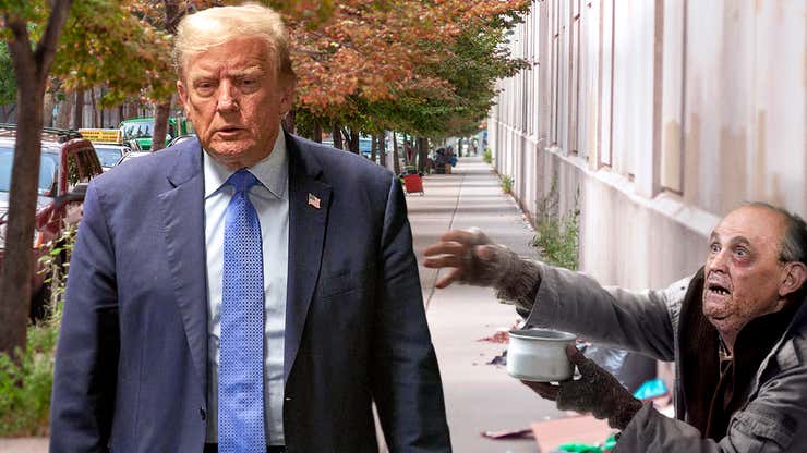 Image for Trump Quietly Avoids Eye Contact With Rudy Giuliani Begging For Change Outside Courthouse