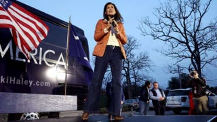 Image for Nikki Haley Vows To Remain In Race Until Campaign Bus Runs Out Of Gas