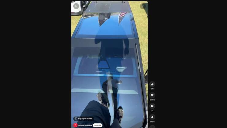 Image for TikToker learns the hard way that Tesla Cybertruck glass isn’t crack-proof