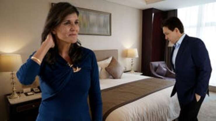 Image for Iowa Blizzard Forces Ron DeSantis, Nikki Haley To Share Hotel Room