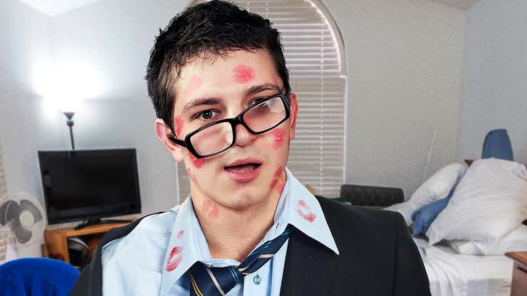 Image for Study Finds Sexual Satisfaction Highest Among Nerds Covered In Lipstick Marks With Glasses Askew
