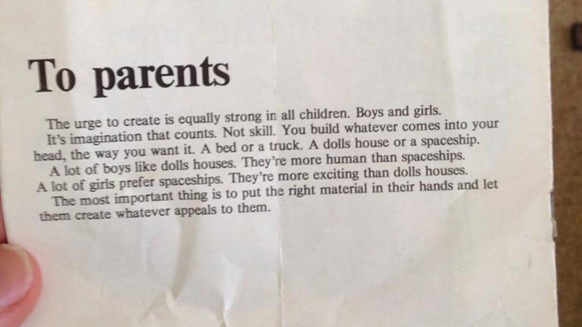 Forty years ago, Lego wrote a powerful letter to parents about how gender works