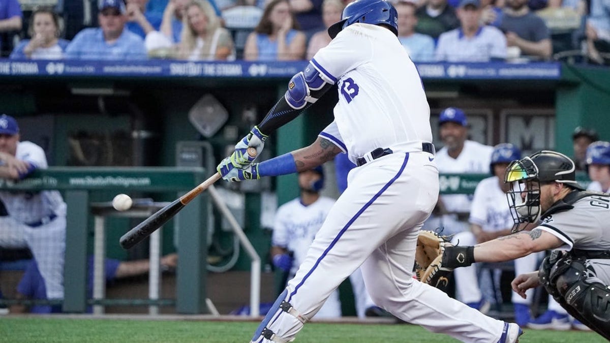 Kansas City Royals' Jackie Bradley Jr. hits a two-run double