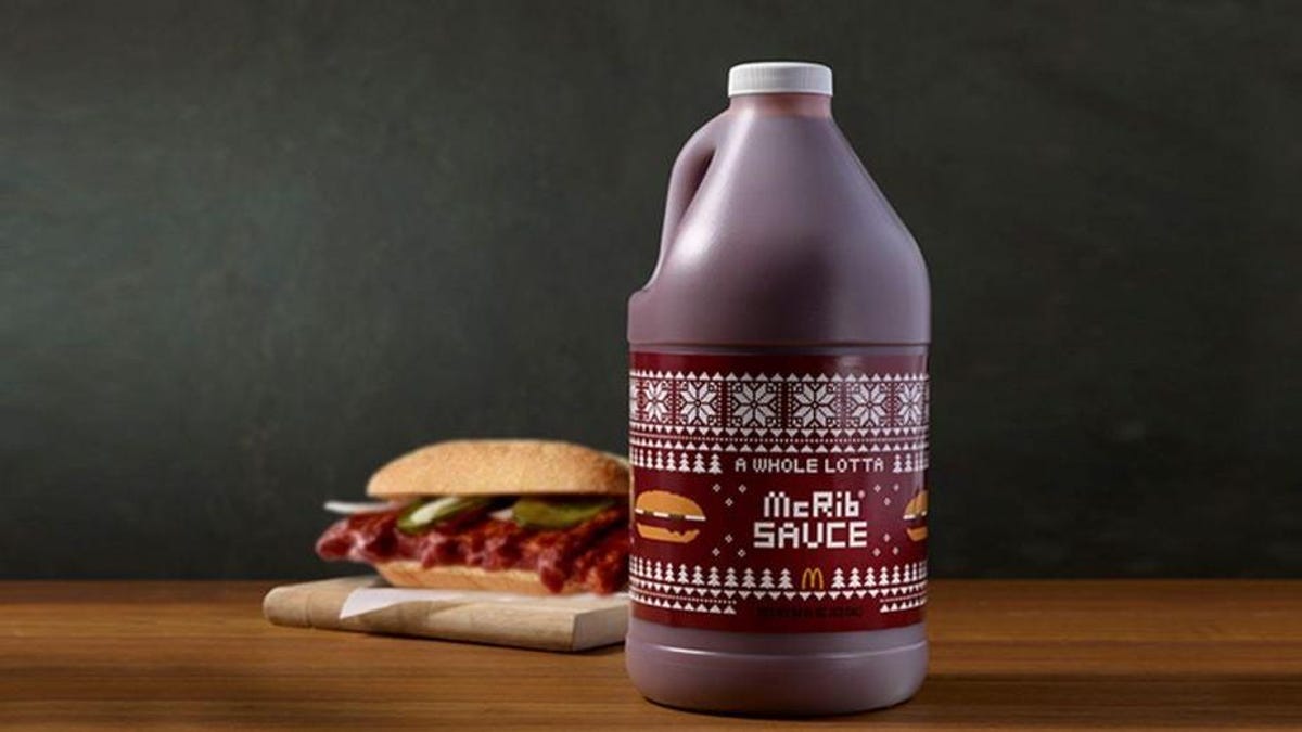 The McRib Is Back And McDonald's Will Sell You A Jug Of The Sauce For $20