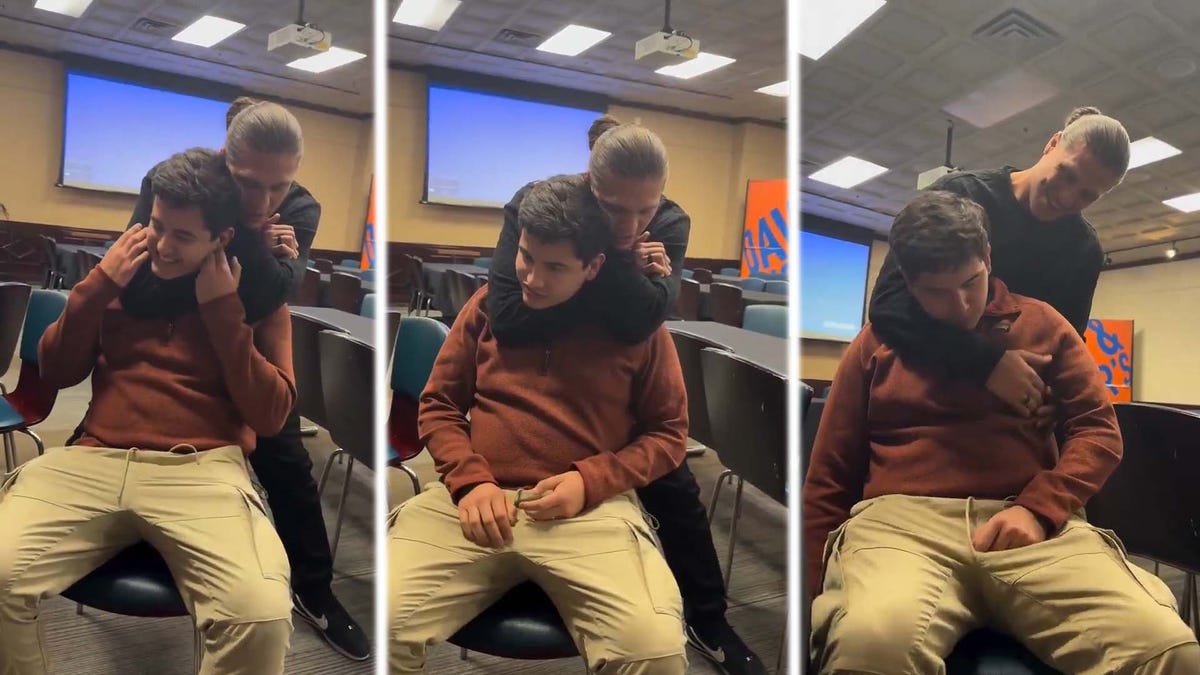 UFC Fighter Flies Across Country And Surprises Fortnite Trash Talker At Work To Choke Him Out