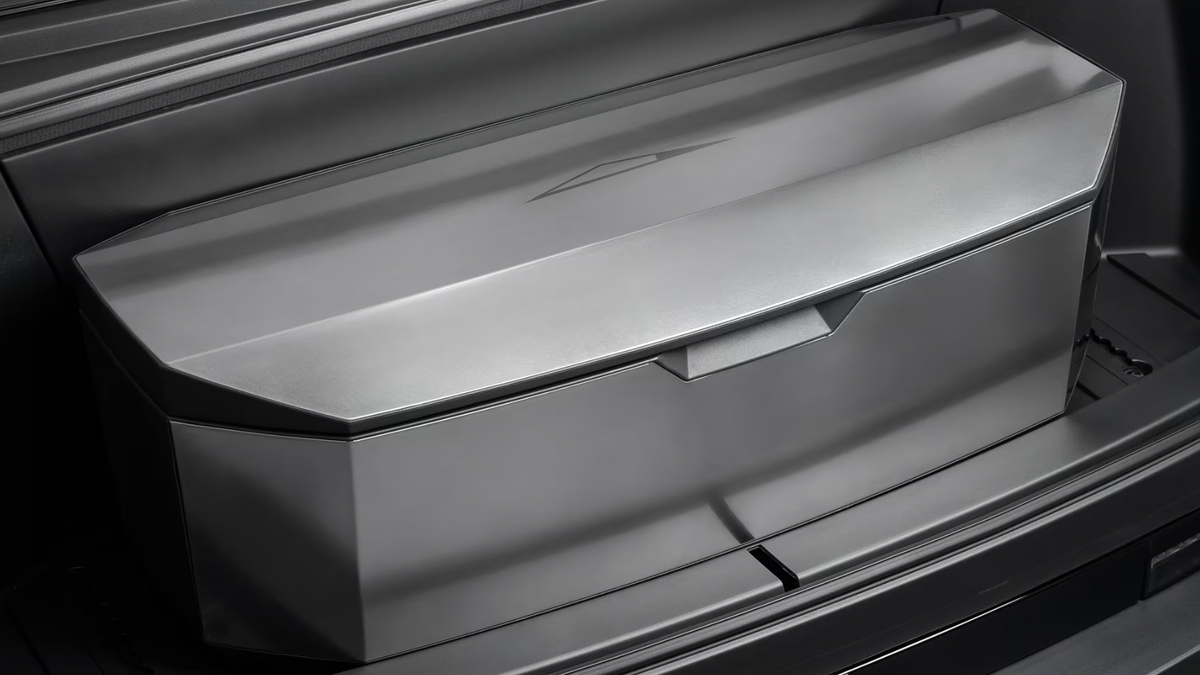 Tesla’s Sold-Out 0 Stainless Steel Cooler Takes Up The Cybertruck’s Entire Frunk