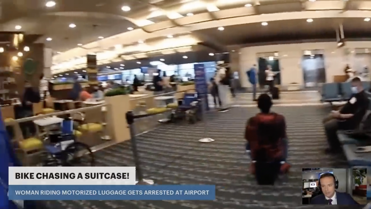 Woman Riding A Suitcase Led Bike Police On A Chase At Airport