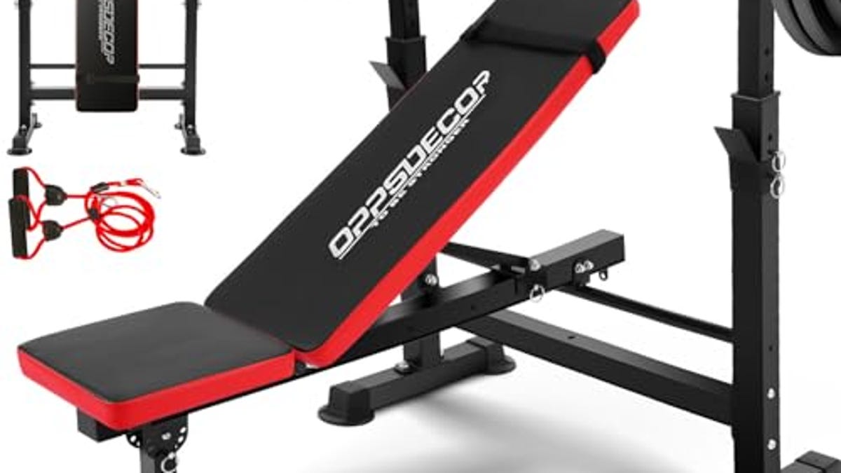 OPPSDECOR 600lbs 6 in 1 Weight Bench Set with Squat Rack Adjustable Workout Bench with Leg Developer Preacher Curl Rack Fitness Strength Training for Home Gym, Now 20% Off