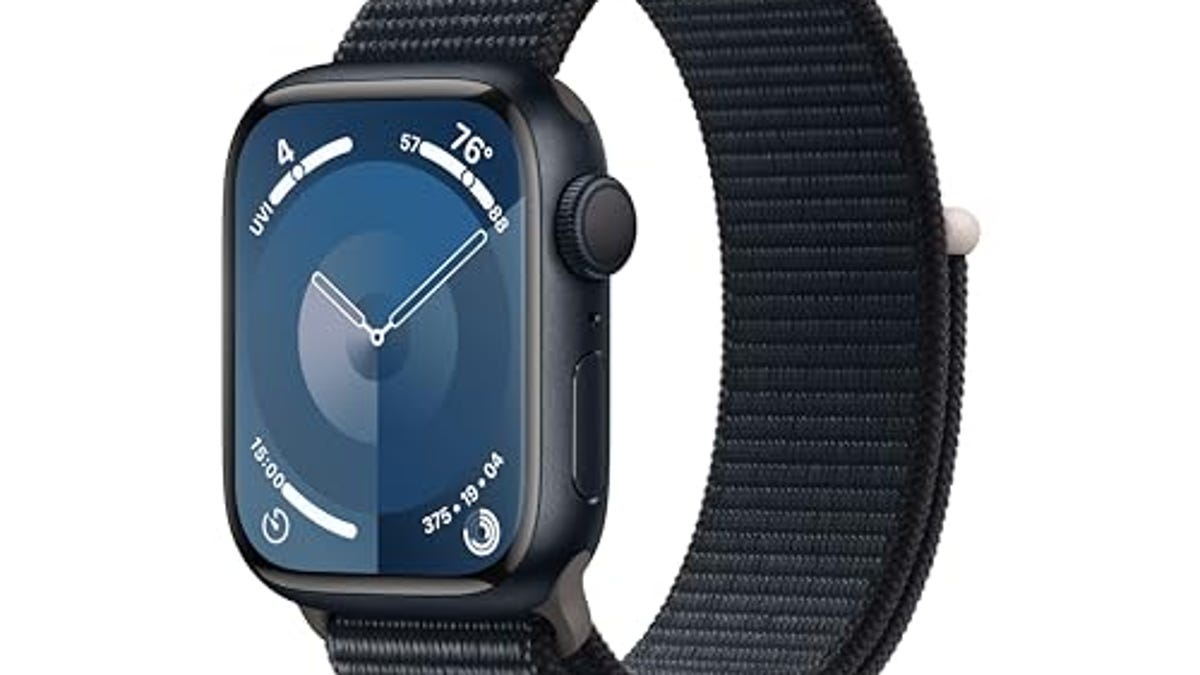 Apple Watch Series 9 [GPS 41mm] Smartwatch with Midnight Aluminum Case with Midnight Sport Loop One Size. Fitness Tracker, Now 25% Off