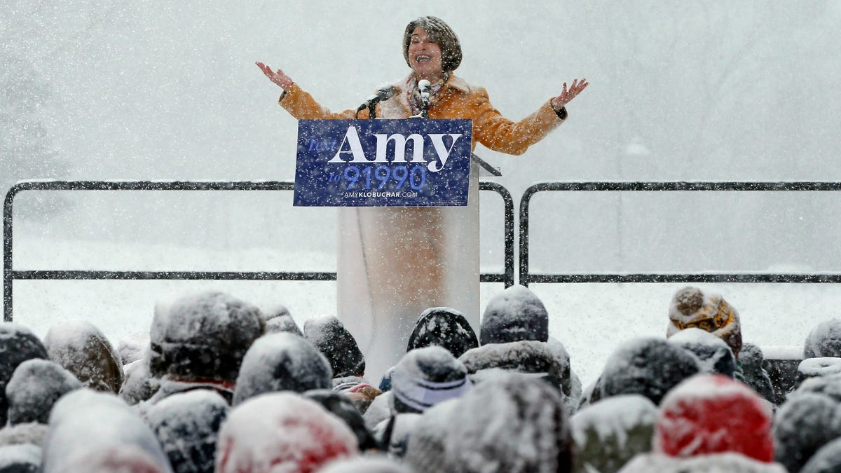 Amy Klobuchar's presidential announcement brought crowds out in a blizzard