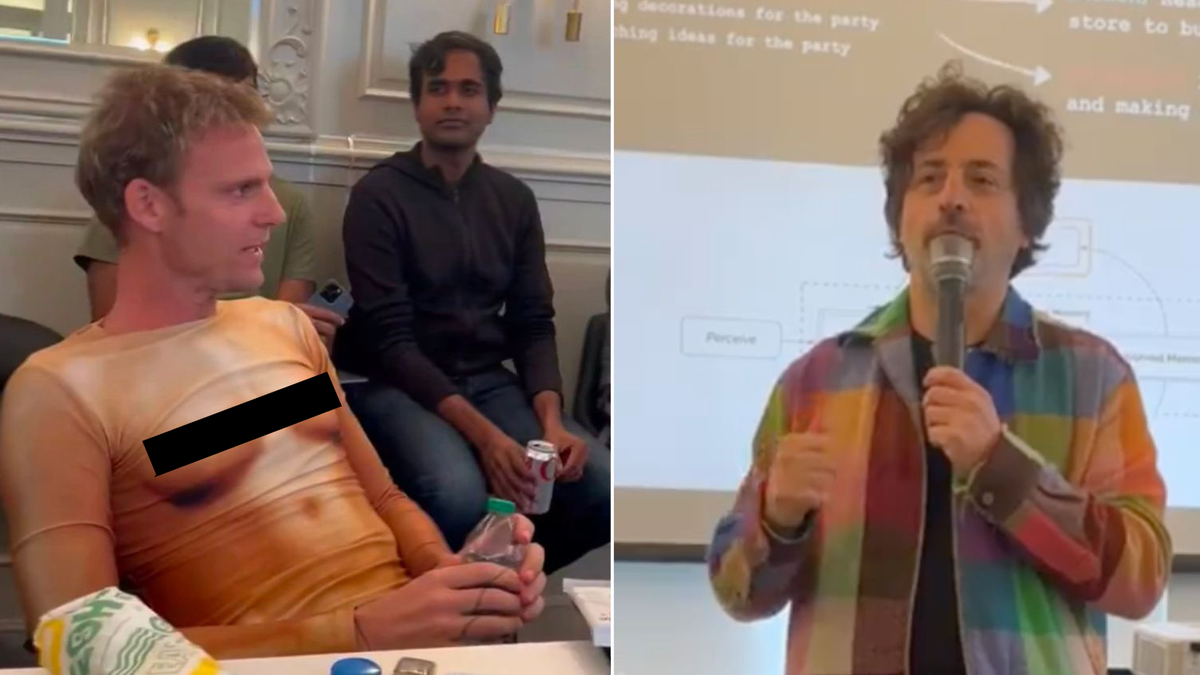 Google Co-Founder Unfazed by Question About ‘Woke’ AI From Attendee in Naked Woman Shirt