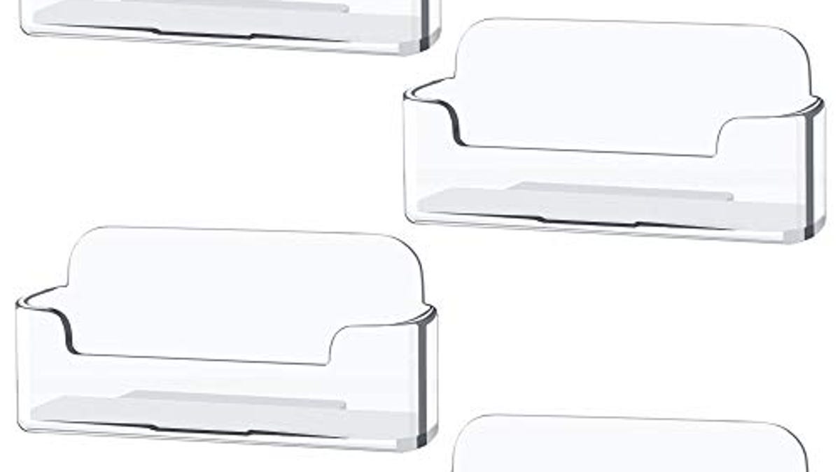 4 Pack Clear Plastic Business Card Holder, Now 40% Off