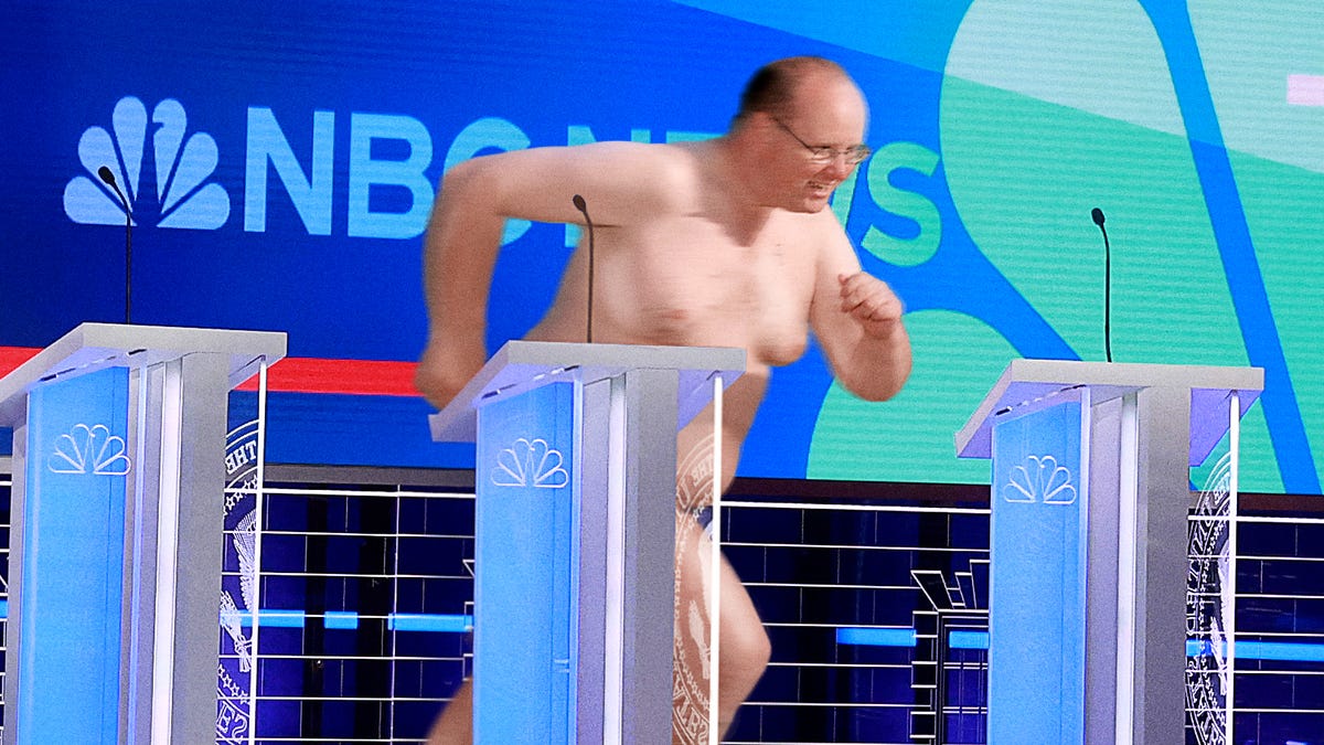 Candidates Spend GOP Debate Trying To Hog-Tie Greased-Up Nude Man  Representing Woke Mind Virus